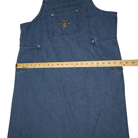 Denim & Co. Vintage Blue Denim Overall Maxi Dress Size L Farmhouse Boho Style - Picture 9 of 13